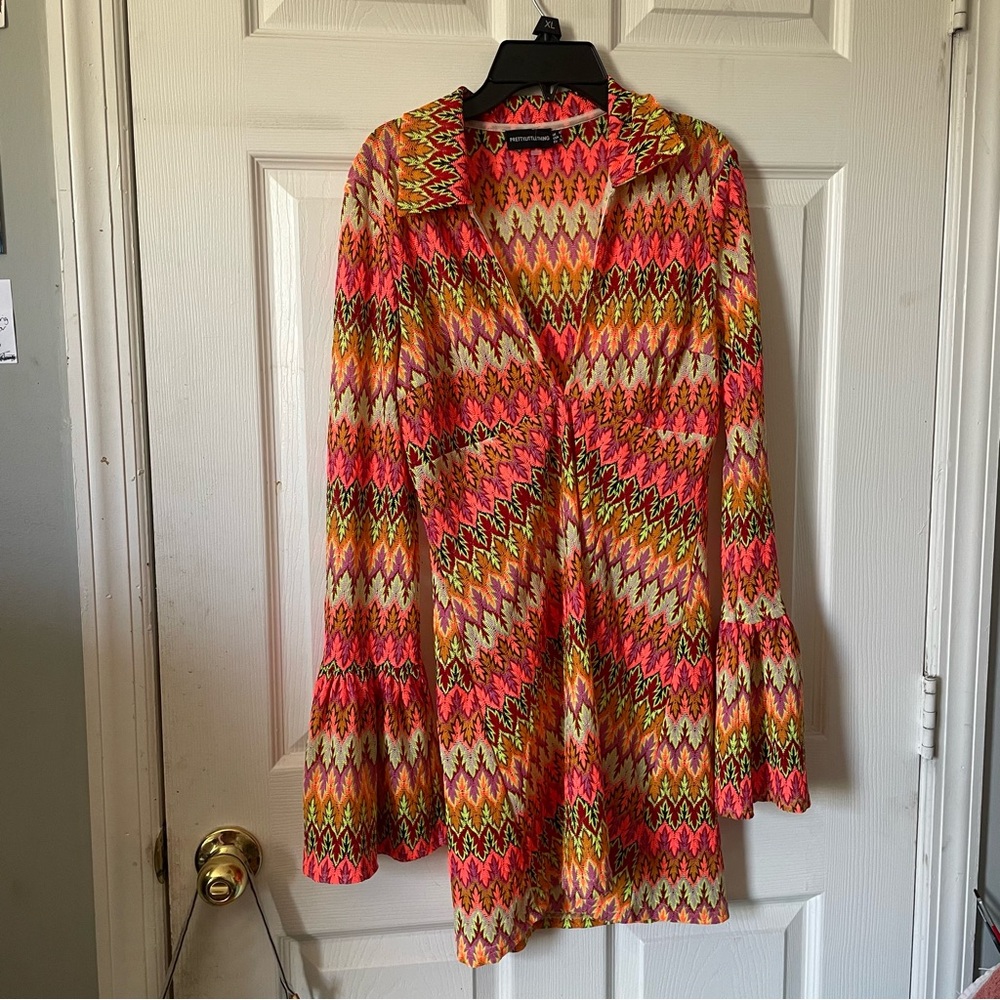 Vibrant Multicolor Zigzag Tunic Blouse